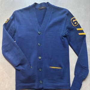 Vintage Letterman- Cardigan Wool Sweater with Roxy & 68 patch